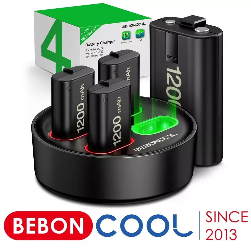 

Spare Battery 4X1200mAh Rechargeable Battery For Xbox Series X/S/Xbox One S/X/Xbox One Controller + USB Battery Charger