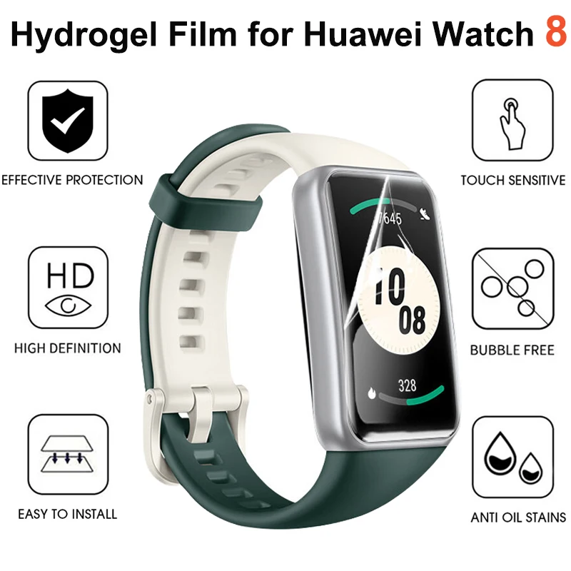3D Curved Fit Full Screen Protector Film for Huawei Band 8 Clear Soft Protective Film Not Glass for Huawei Band 8 NFC 1-5Pcs