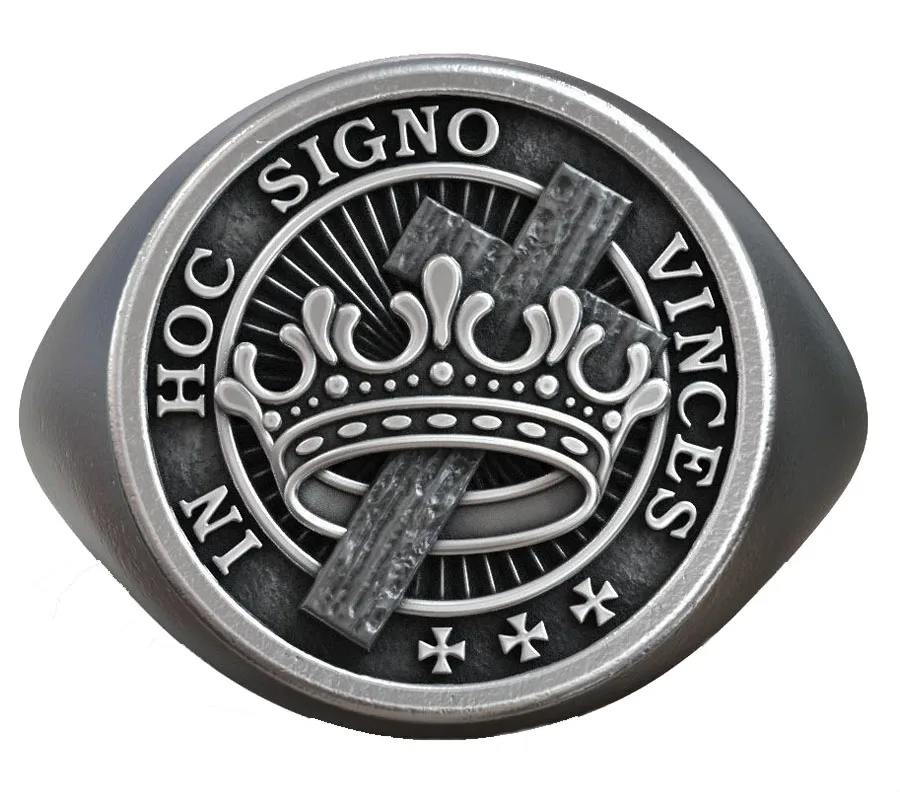 

Crusader Templar Knight Masonic Crown 925 Solid Sterling Silver Ring Neo-Gothic