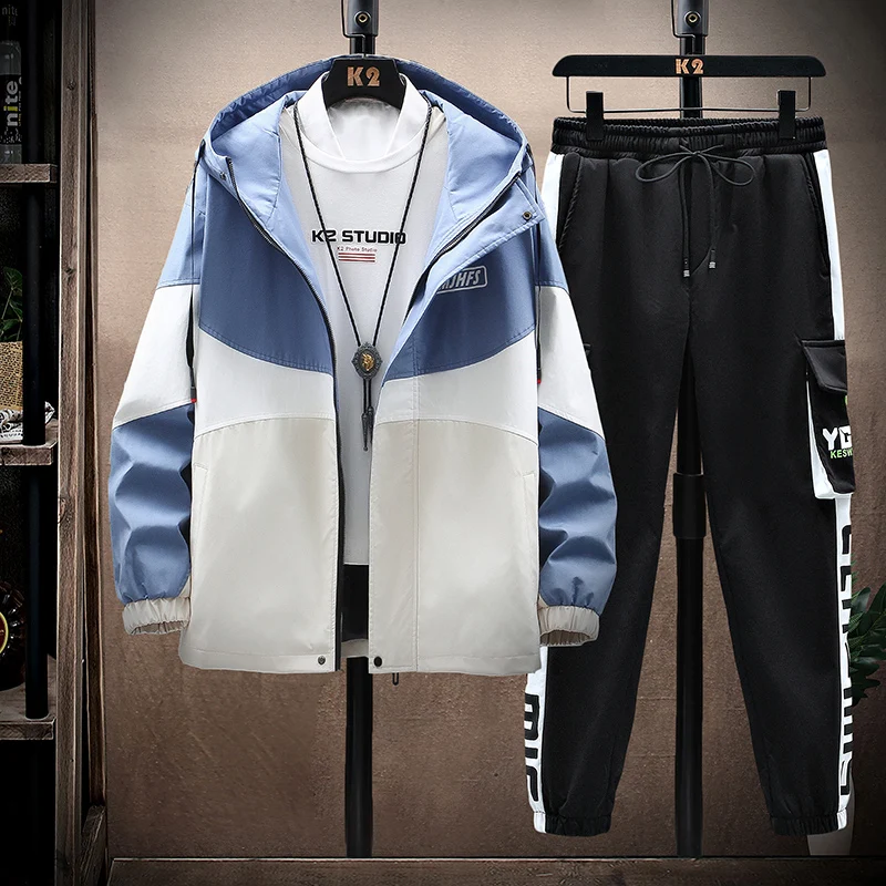 

Spring jacket men's new Korean version of two sets of hi color jacket set workload jacket