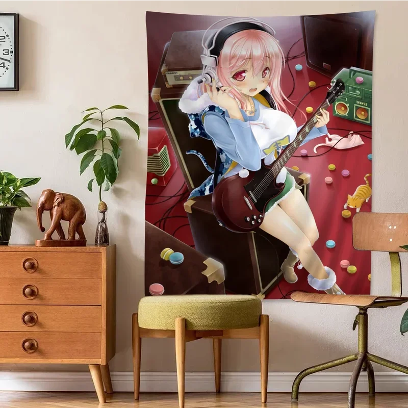 Большой настенный гобелен с принтом Super Sonico Manga, подвесной настенный гобелен Таро, хиппи, настенные коврики для общежития, дешевый настенный гобелен в стиле хиппи @ 1!u (art.: 3920cd15782cd) - 3920cd15782cd