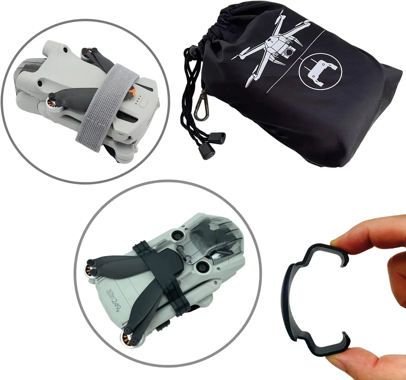 Aircraft Sleeve And  Propellers Holder Strap And Protector Guard Strap for DJI Mini 3 Pro Drone and Mini 3 Pro Controller