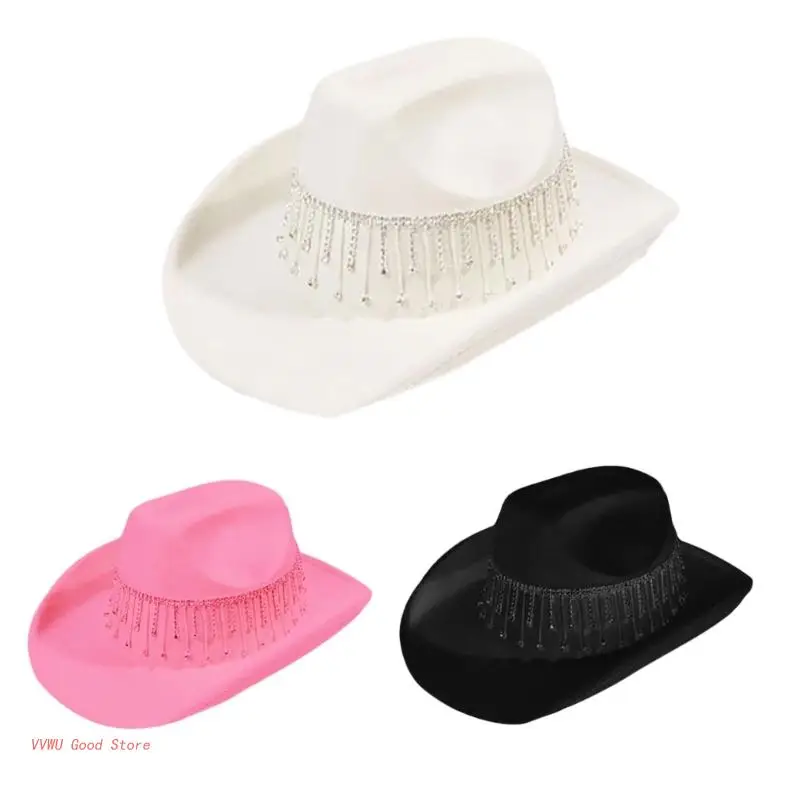 

Bride Cowboy Hat Bachelorette Party Cowboy Fedoras Tassel Cowgirl Stylish Tri-Color Options