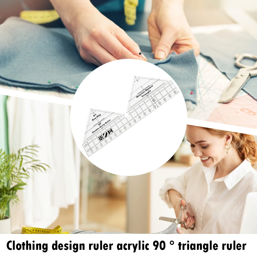 Треугольная линейка 90 градусов двойная полоса для резки ткани домашнего шитья
