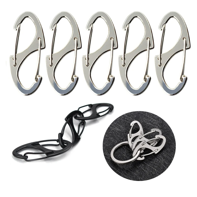 

5Pcs Stainless Steel Small Carabiner Paracord Clips Snap Hooks Spring Clasps Keychain Buckles Outdoor Camping Tools(41mm)