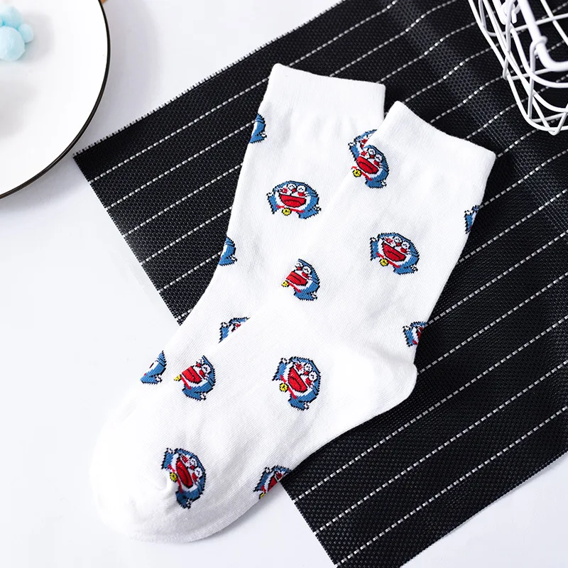 Solid Sock Women Doraemon Woman Socks Creative Casual Ladies Sox Cotton Autumn Winter Girls Trendy Japanese Lovers Calcetines