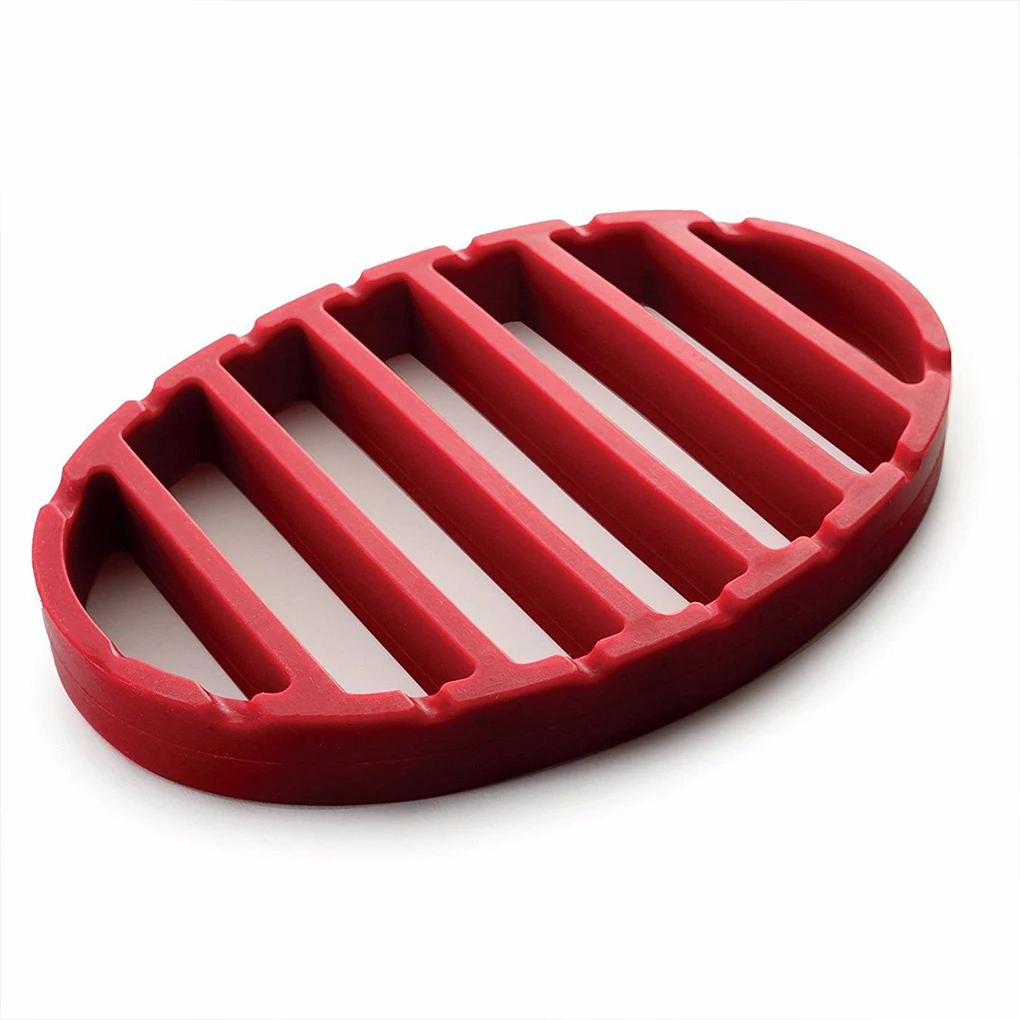 

Non-slide Silicone BBQ Grill Racks Reusable Oval Turkey Cushion Roasting Kitchen Cooking Tool Mat Pressure Cooker