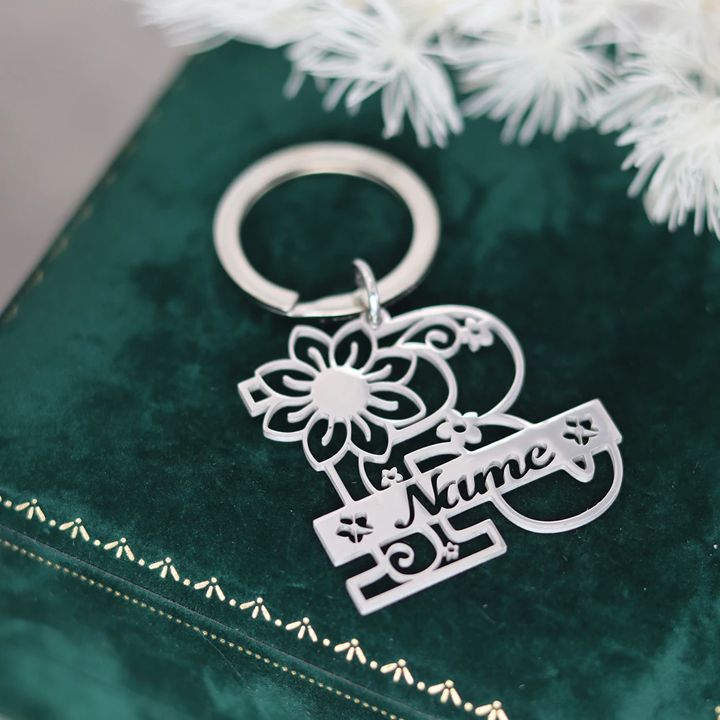 Брелок из нержавеющей стали с надписью и цветком для женщин мужчин