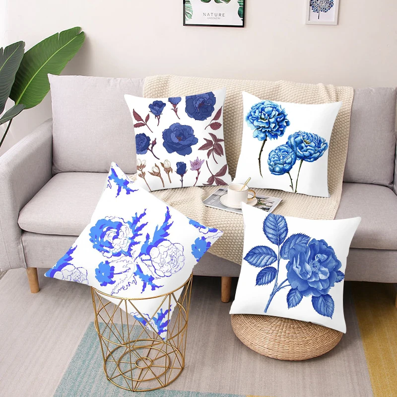 

Purple flowers square pillow cushion cover car sofa office chair pillowcase simple home decoration ornaments