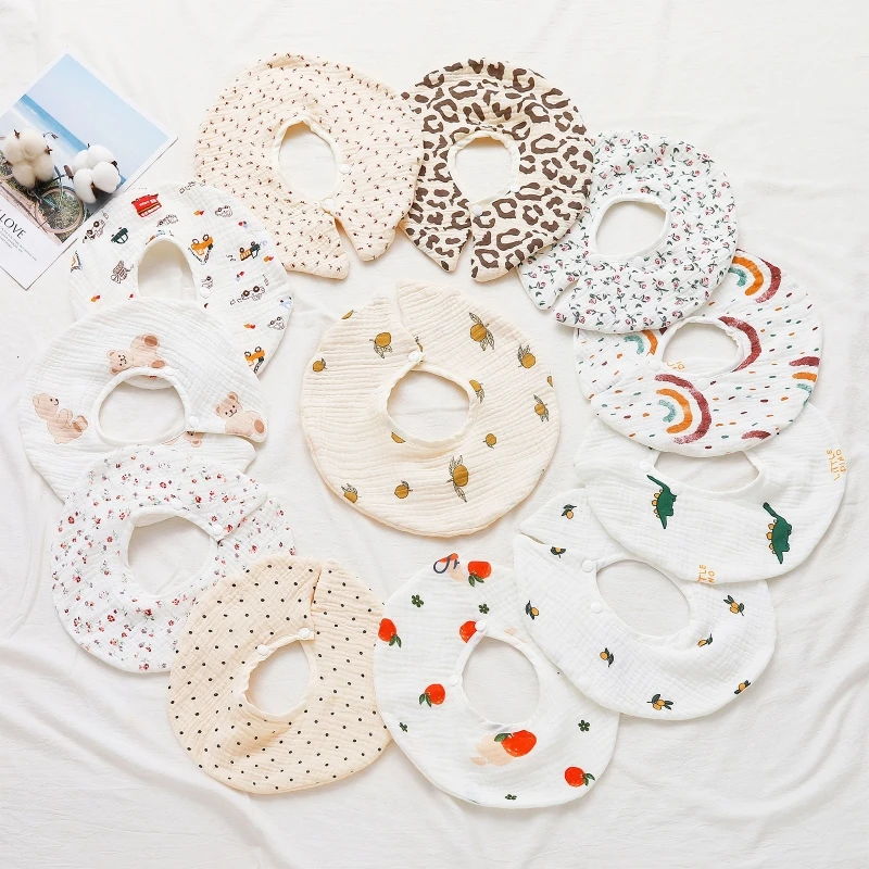 

Fashion Newborn 360° Rotation Saliva Towel Burp Cloths Soft Cotton Baby Apron Bib Feeding Bibs for Outdoor Home Playing