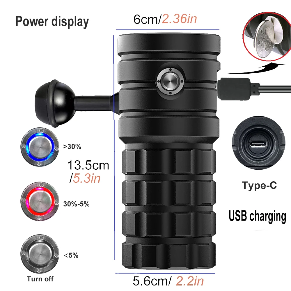 Профессиональный фонарь для дайвинга 8 XHP50 25000Lumens10 0m Водонепроницаемый Подводный
