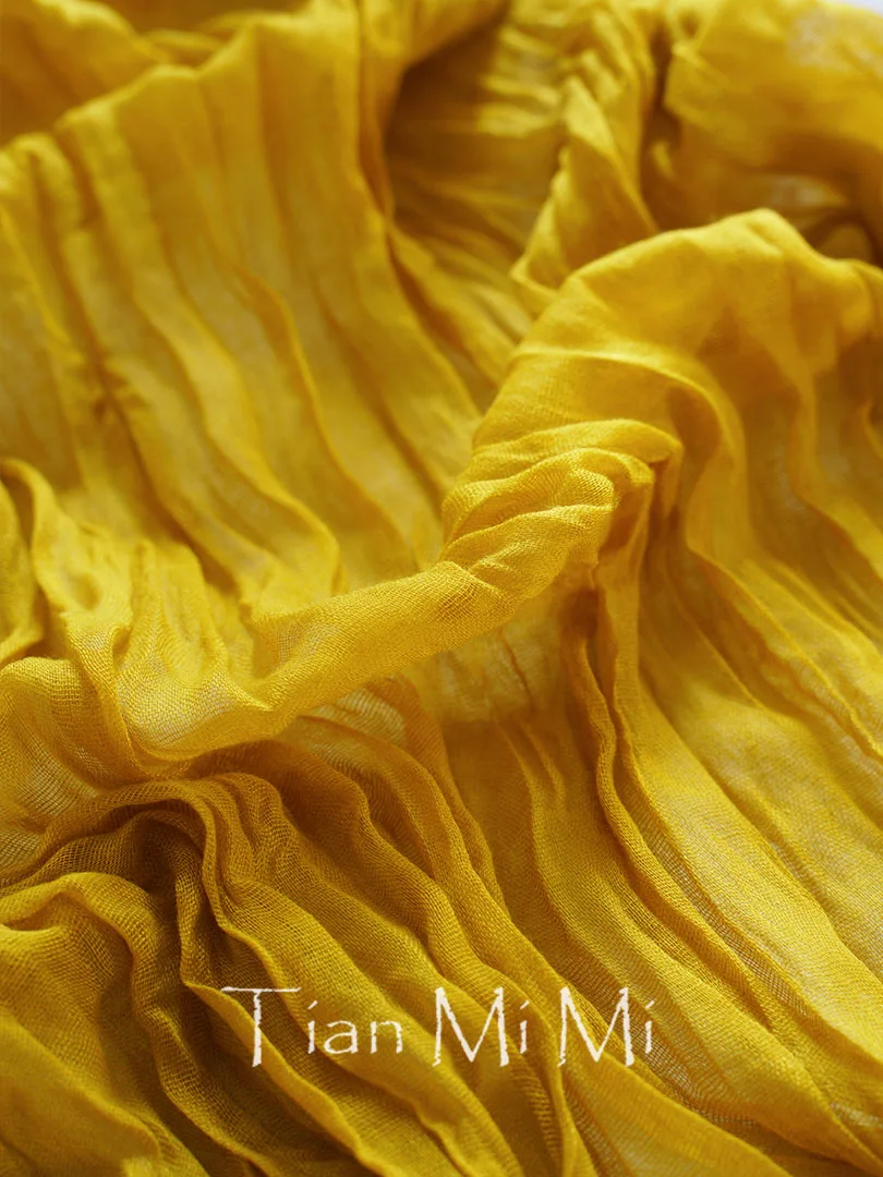 Полупрозрачная марлевая скатерть из темно-горчичной ткани для изготовления