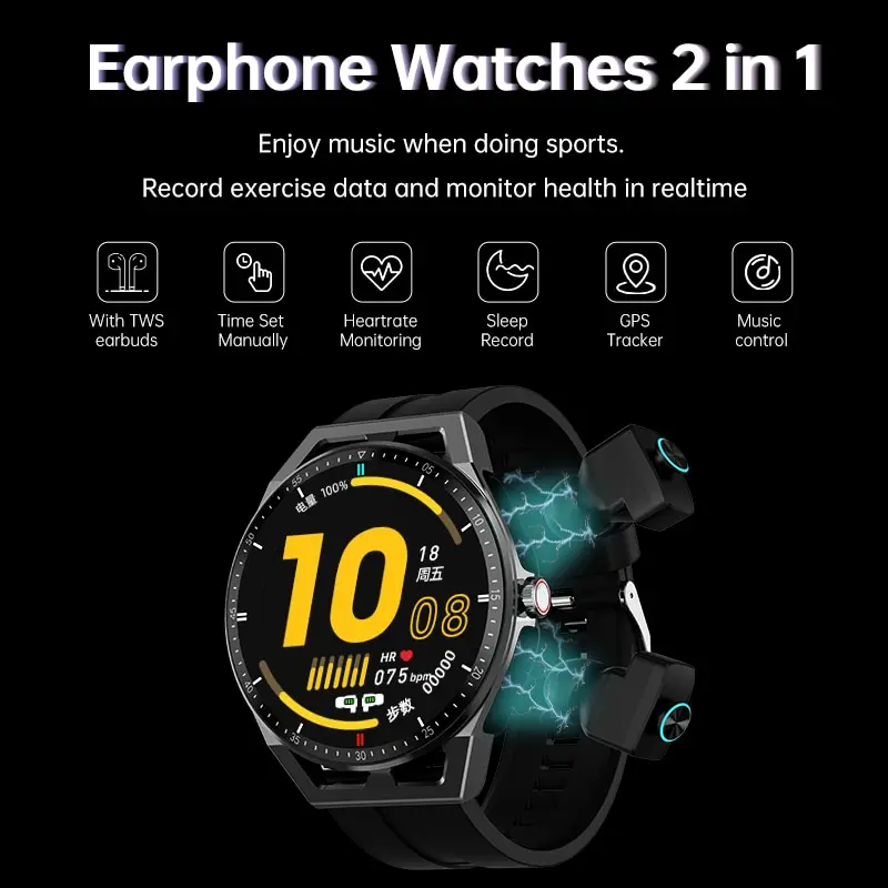 

T20 Smartwatch Calls TWS Earplugs Two Wireless Headphones in a HIFI Stereo Music Player Combination Headphone Fitness