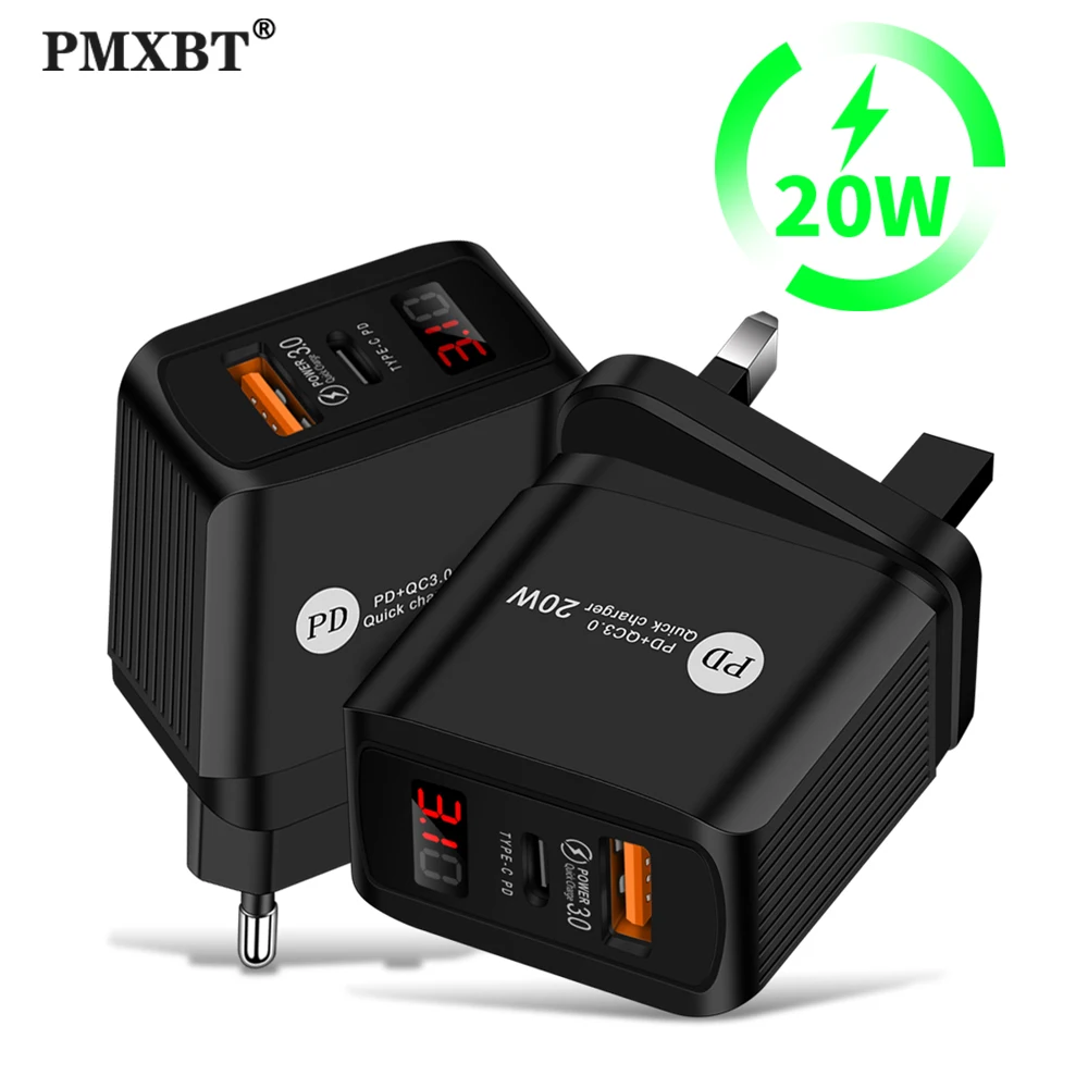 

20W USB Charger Type C PD Fast Charge For iPhone 12 13Pro Max Xiaomi 12 Oneplus 10 Phone Chargers 3.0 EU/US/UK Plug Wall Adapter