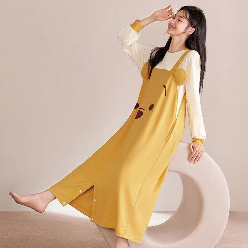 Lady's Summer One-Piece Cartoon Animal Loose And Comfortable Pajamas Polyester Cool Thin Cute Cosplay Sleepwear