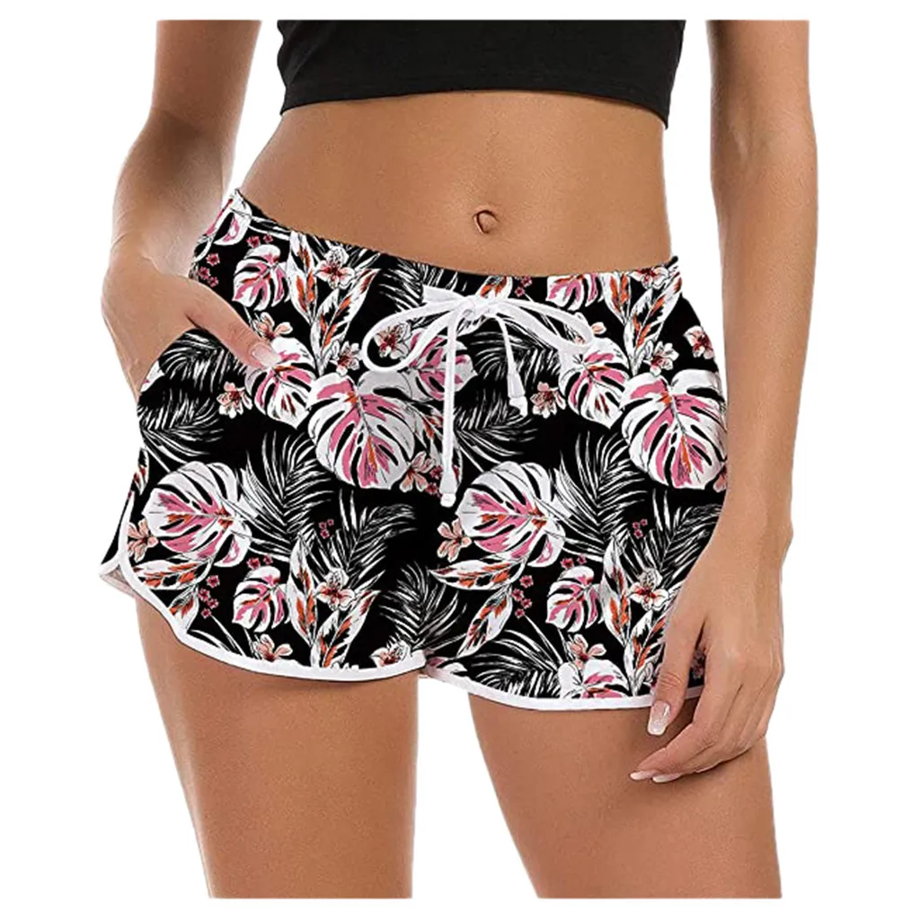 

Dry Quick Drawstring Swimwear Novelty Pattern Swimsuit Short Women Board Stretch Swimwears Tankinis Set