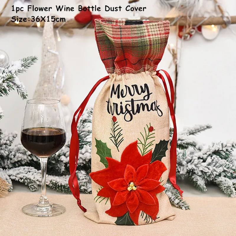 

Wine Bag New Year 2023 Christmas Wine Bottle Cover Christmas Decorations for Home Christmas Ornament Table Decor Bottle Cover