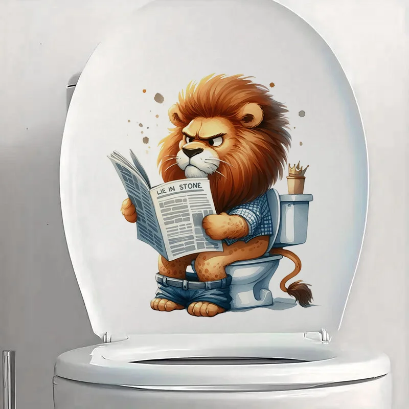 

Лев на унитазе наклейка для стены