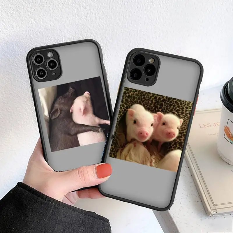 

Cute Little Pink Pet Pig Phone Case For iphone 13 12 11 8 7 plus mini x xs xr pro max matte transparent cover