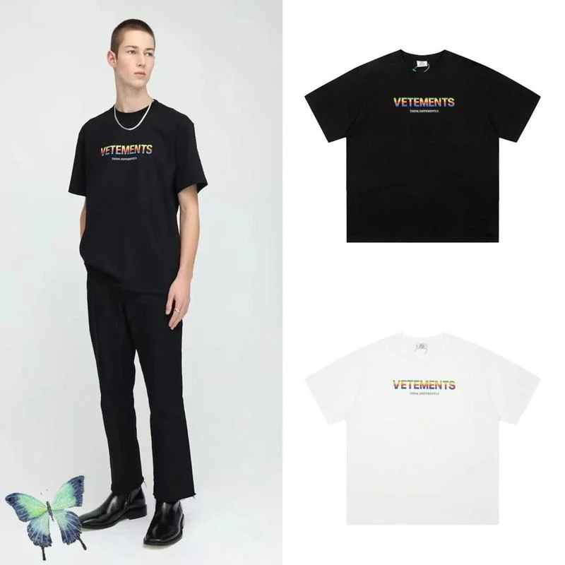 

Original Tag Vetements T-shirt Men Women Rainbow Logo VTM T Shirt
