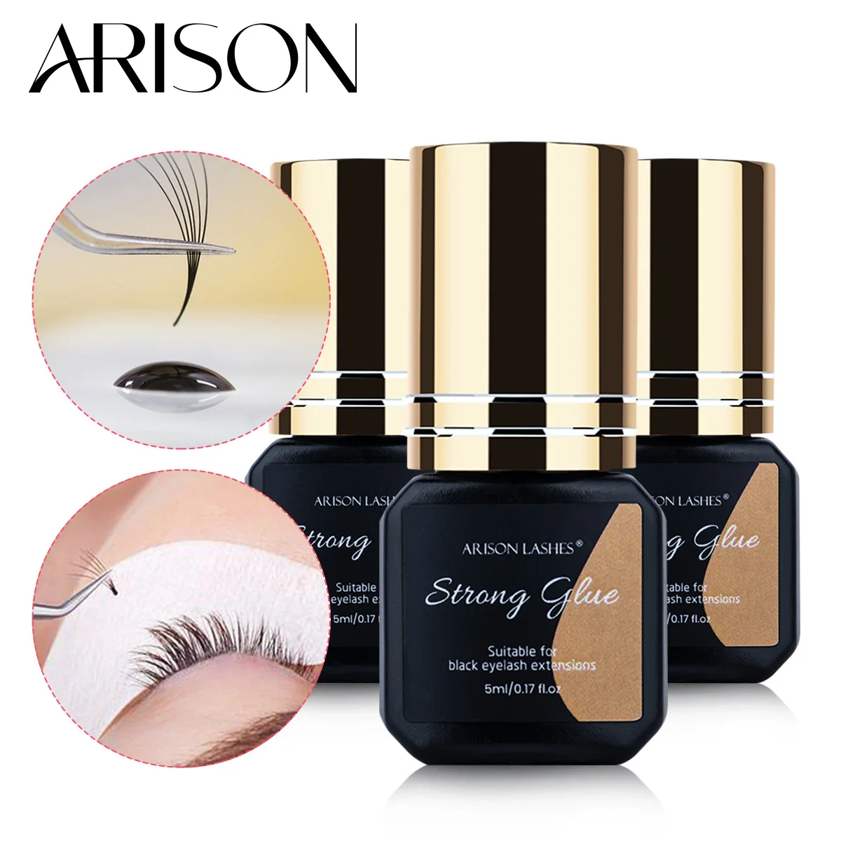 Фото Клей для наращивания ресниц ARISON 1 Second Fast Dry, 5 мл, черный, для YY W Volume Lashes, с низким запахом, стойкий, держится 5-7 недель №1