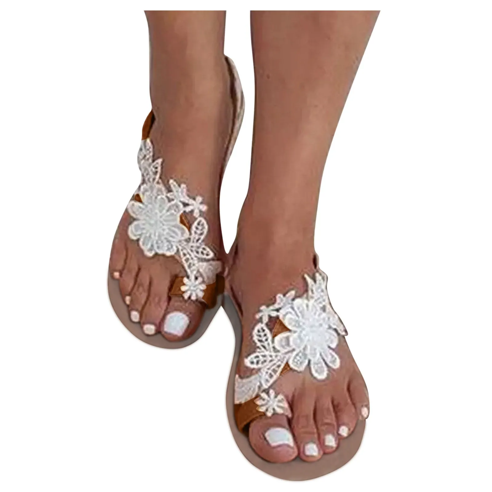 

Lace Flower Open Shoes Womens Summer Flats Casual Toe Sandals Comfortable Roman Women's sandals sandals women 2021
