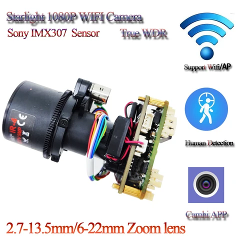 H.265 Starlight FULL HD True WDR Wi-Fi IP модуль камеры PTZ моторизованный автоматический фокусный зум-объектив 2,7-13,5 мм Слот для TF-карты RS485 RTSP