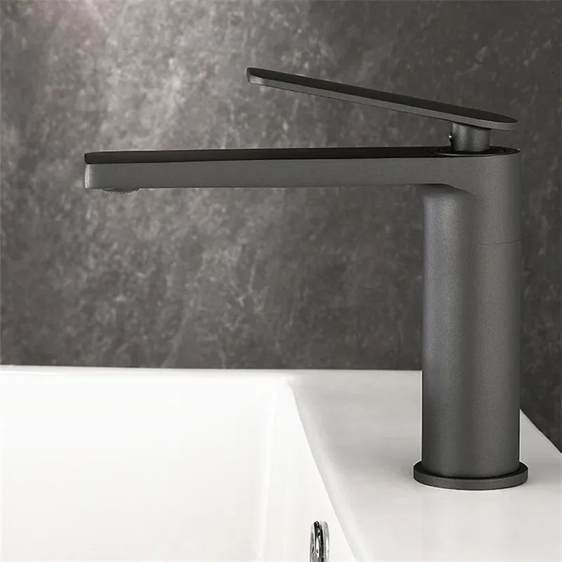 Смеситель для ванной комнаты серый кран раковины с горячей и холодной раковиной