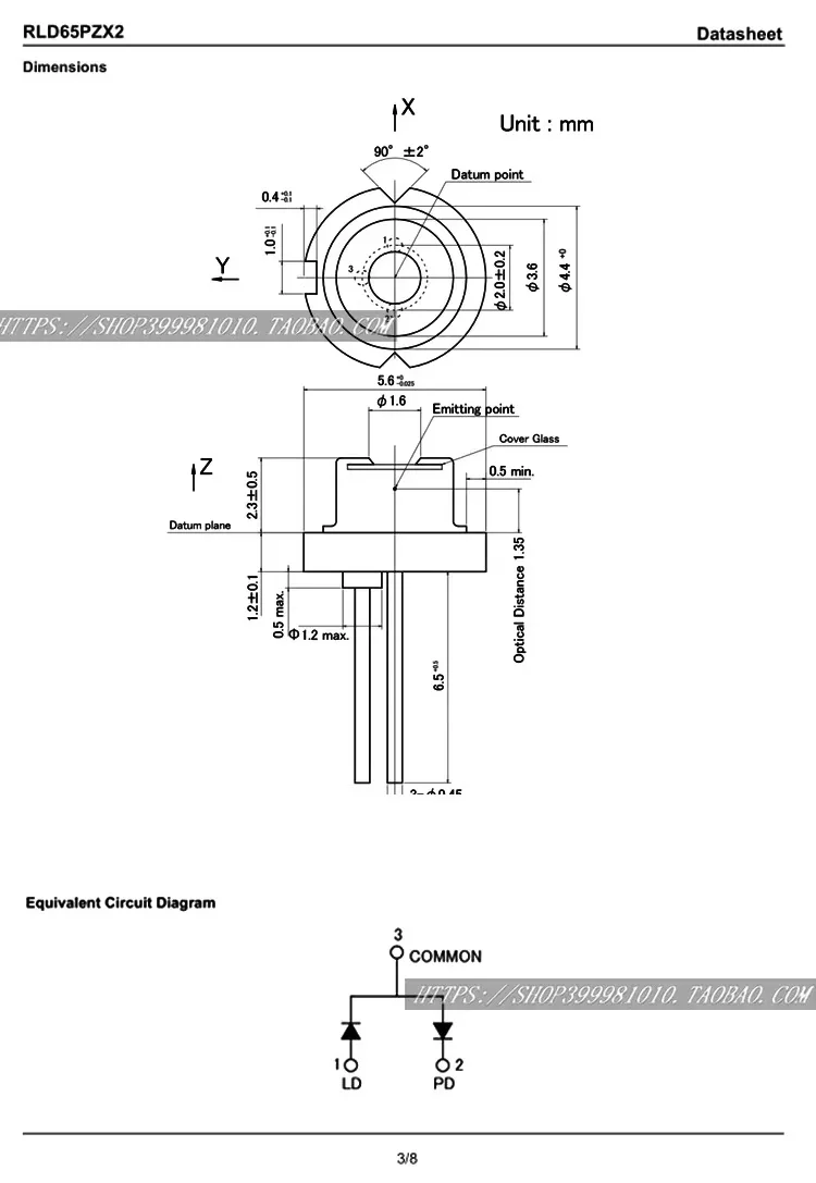 ROHM 5 6 нм мВт лазерный диод p-типа мм RLD65PZX2 светильник световым окошком PD |