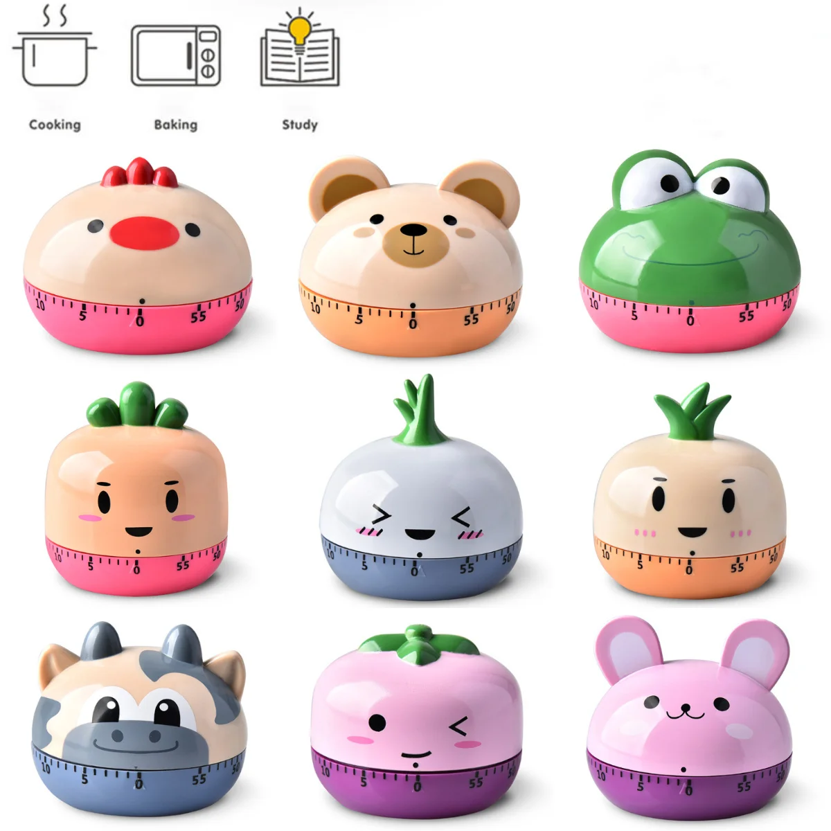 

Cute Animals Kitchen Timer Plastic 55 Minutes Mechanical Cooking Timer Kitchen Baking Countdown Clock Supplies