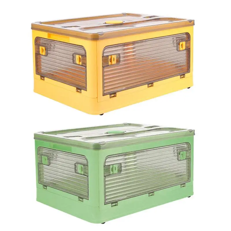 

Folding Storage Box For Car 27L Clear Multifunctional Cube Organizer Car Trunk Organization With A Lid For Road Trips Fishing