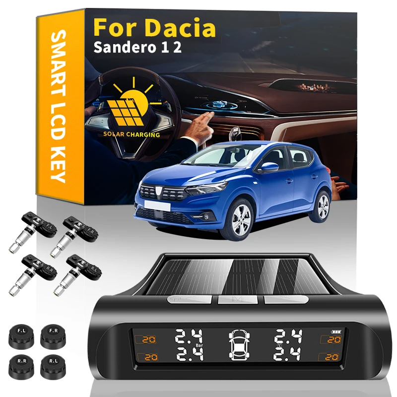 

Автомобильные аксессуары на солнечной энергии, умные TPMS, внешний датчик, цифровой ЖК-дисплей для Dacia Sandero 1 2