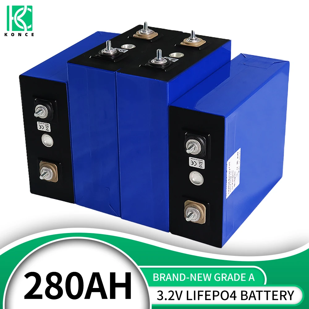 

16pcs 3.2V 280Ah LiFePO4 battery 3.2v Lithium iron phosphate battery for 4S 12V 24V battery Yacht solar RV Solar Energy