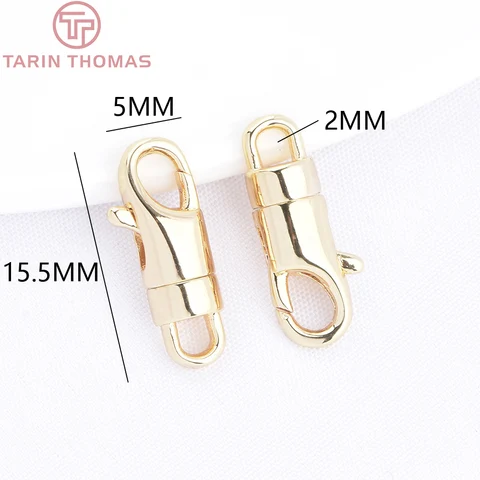 Латунные застежки-омары TARIN THOMAS 24-каратное золото 5x15,5 мм 4 шт
