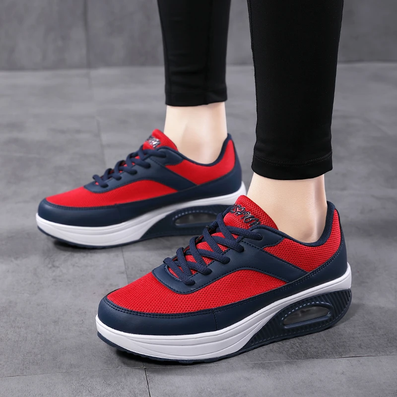 Spring Women Casual Shoes Outdoor Lace-up Platform Sneakers for Female Mesh Breathable Leisure Shoes Fashion Large Size 35-42