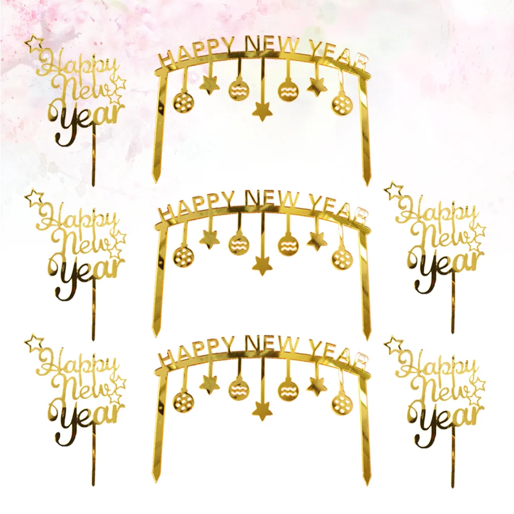 

Cake New Cupcake Year Picks Topper Stick Party Happy Decorations Toothpicks Christmas Toppers Glitter Acrylic Graduation Fruit