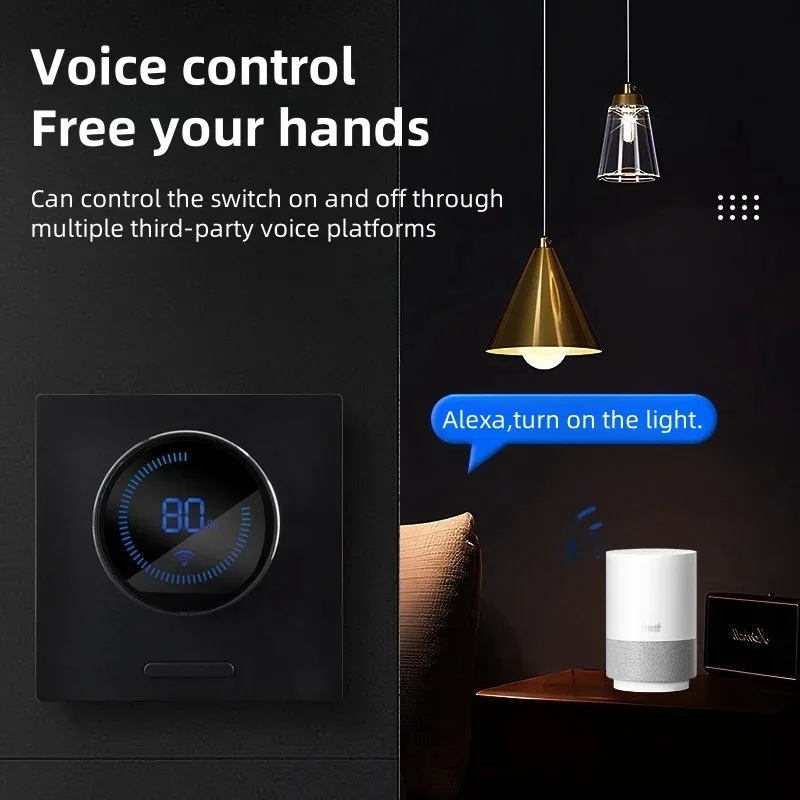 Фото Умная панель диммера Zigbee Tuya 86, ручка типа, регулировка яркости света, приложение для голосового управления, дистанционное управление, ЖК-дисплей №3