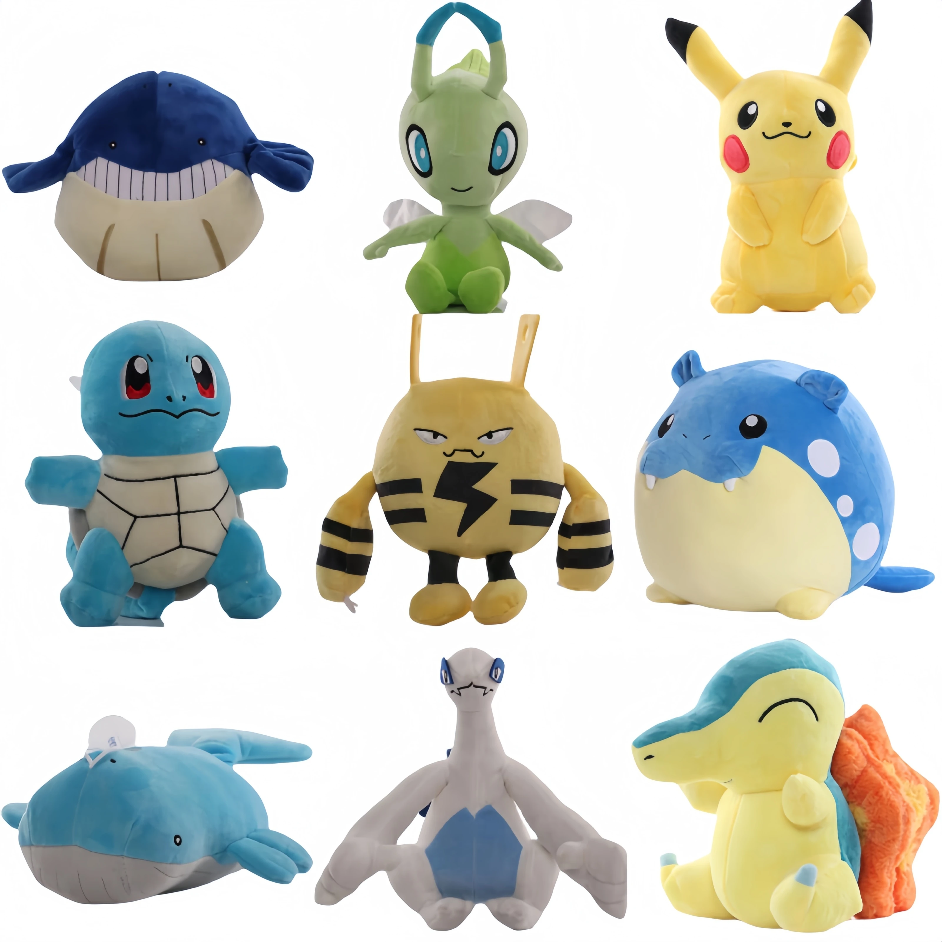 Плюшевые игрушки Pokemon Pikachu Mew Jirachi Celebi Cyndaquil Spheal Sprigatito Blastois Elekid Peluche для хобби