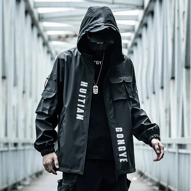 

Unisex Tactics Jackets Cargo Windbreaker Streetwear Multi-pocket Jacket Hooded Fashion Autumn Coats Male Men's clothes Harajuku