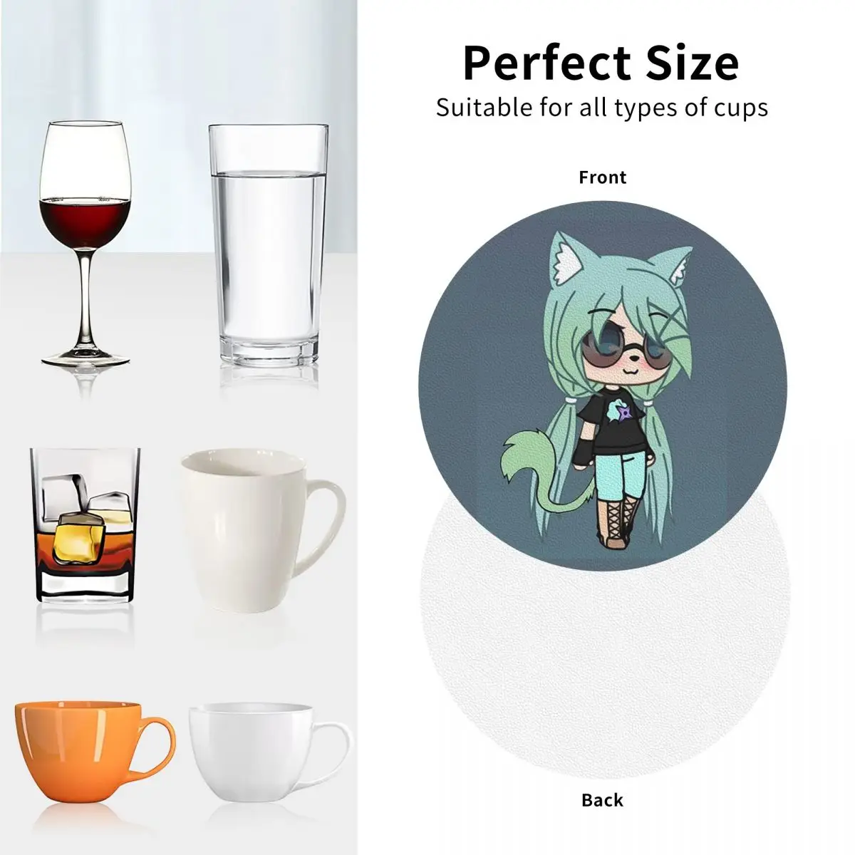 Gacha Life Series - Chloe The Tomboy Coasters Kitchen Placemats Insulation Cup Coffee Mats For Decor Tableware Pads Set of 4