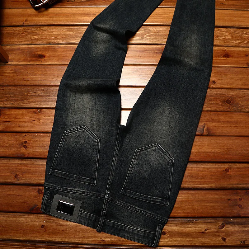 Джинсы высокого качества с принтом мужские модные атмосферные эластичные