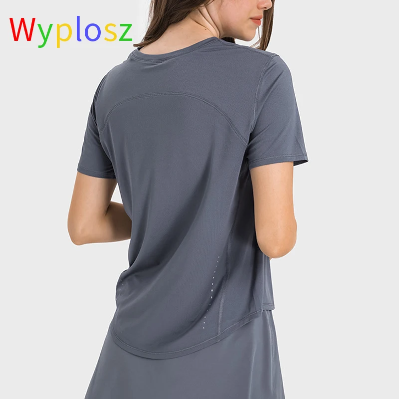 Wyplosz Gym Women Yoga T-Shirts Fitness Comfortable Activewear Outdoor Water-Cooled Vest Absorption Classic Round Neck Curved