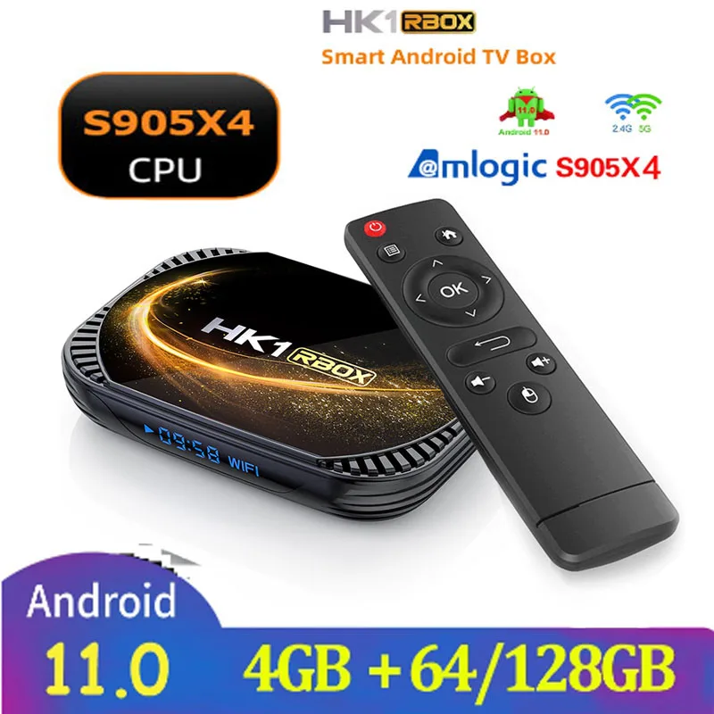 Фото HK1 RBOX X4S ТВ-приставка Android 11 Amlogic S905X4 4K видеодекодер потоковый медиаплеер для интернет-телевизора телеприставка №1