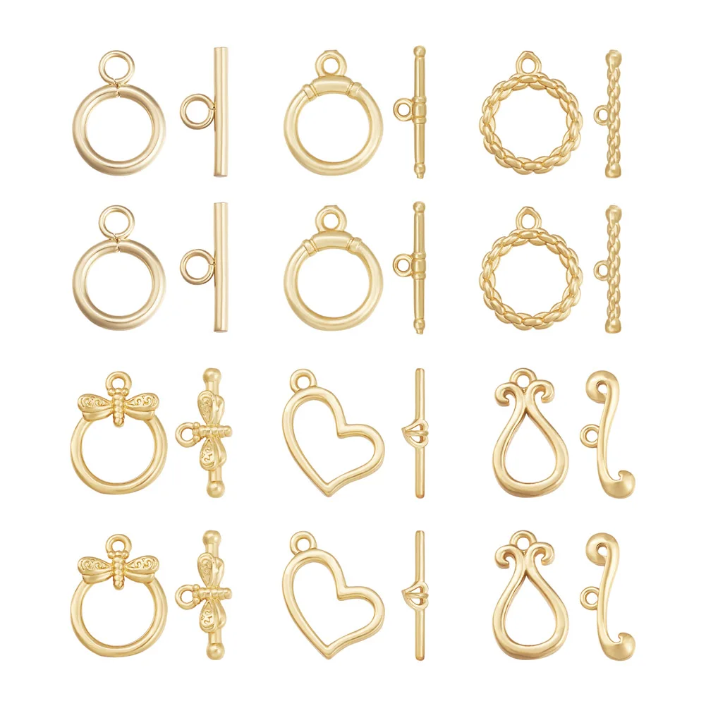 24 Sets Brass Toggle Clasps OT Clasp Connector Multiple Shapes For Jewelry Making DIY Bracelet Necklace Findings Accessories
