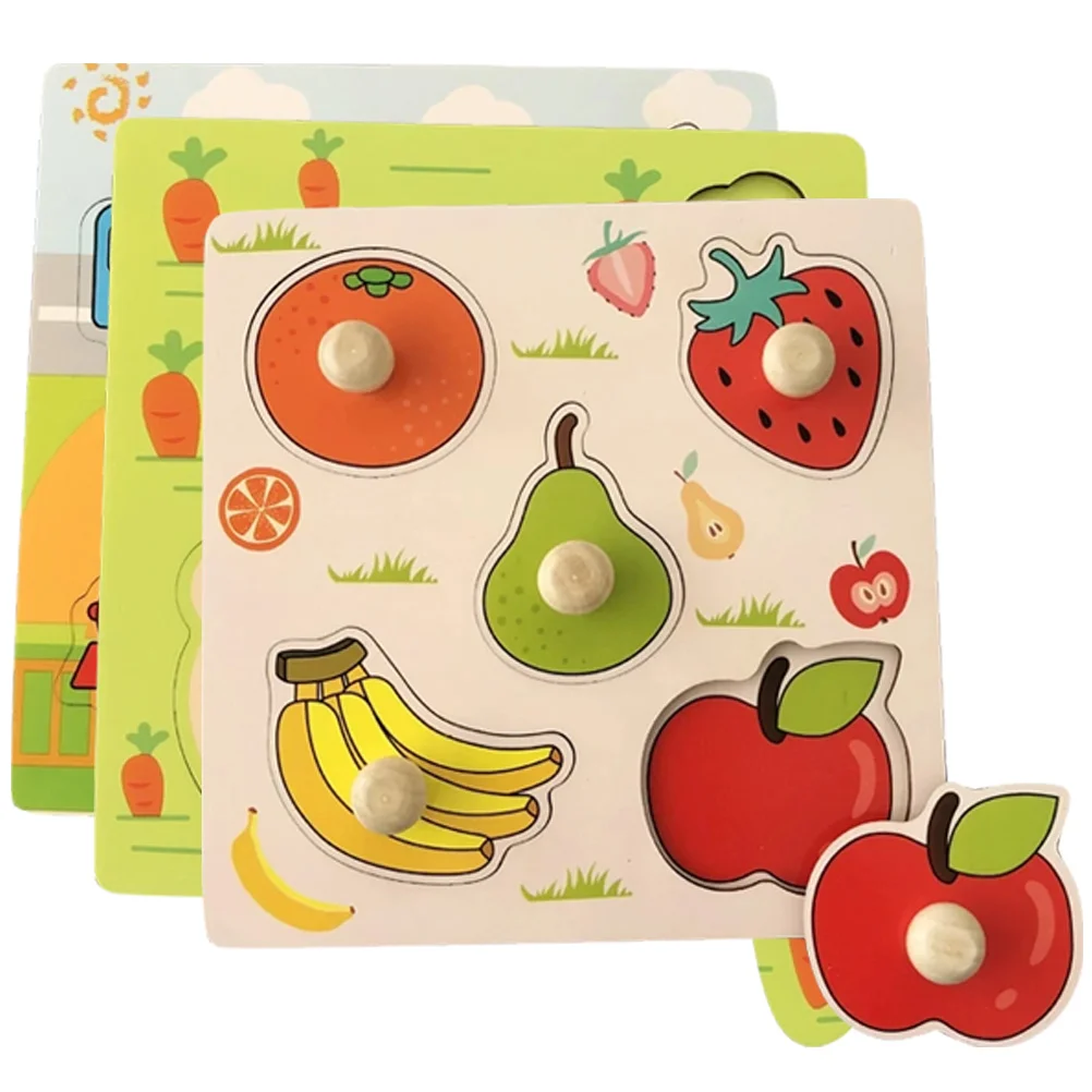 

3 комплекта, деревянные пазлы-животные для раннего развития