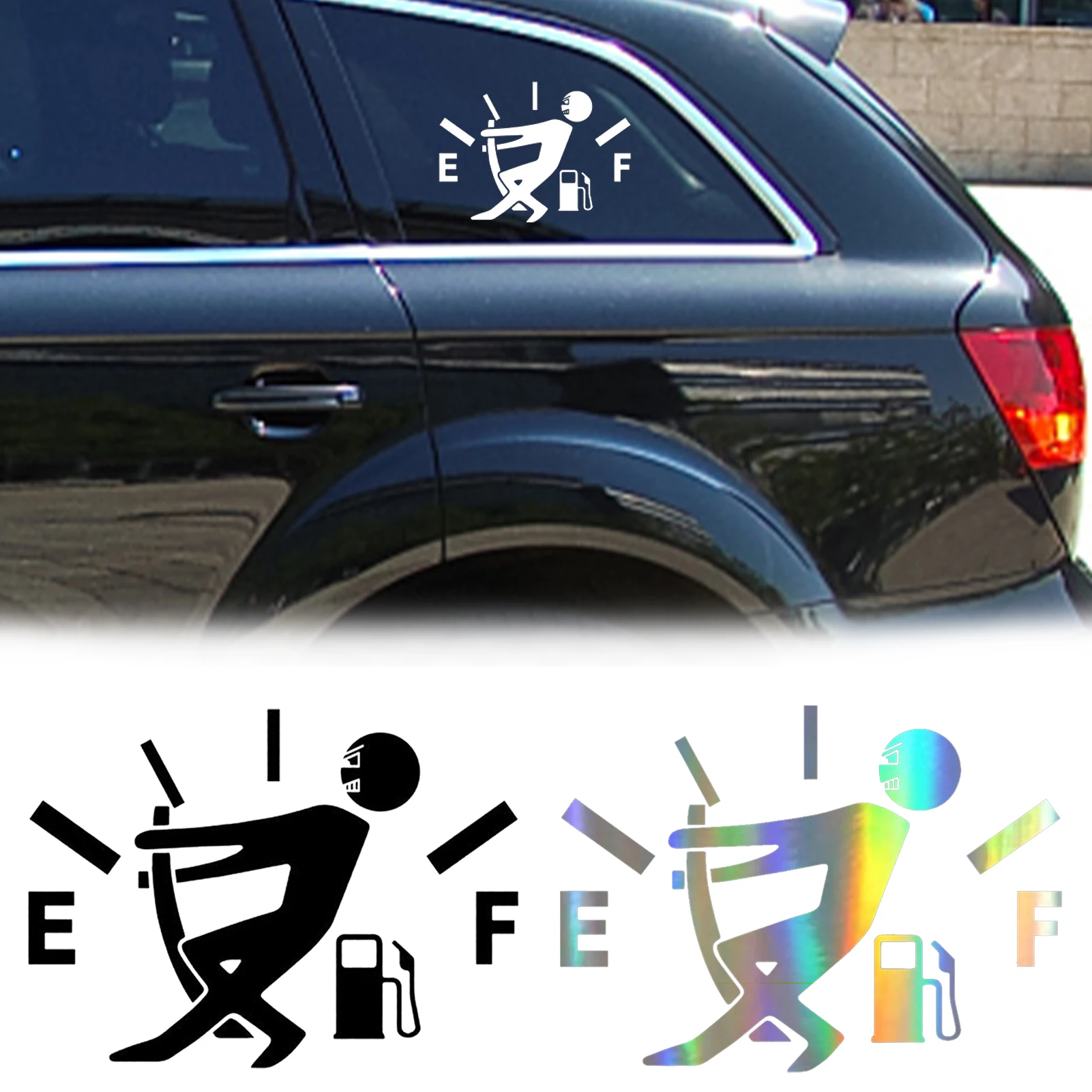 

1 Pcs Funny Bumper Sticker Vinyl Refuel Gage Empty Decals Black White Colorful 11.59cm Car Refuel Window Stickers For Phone Case