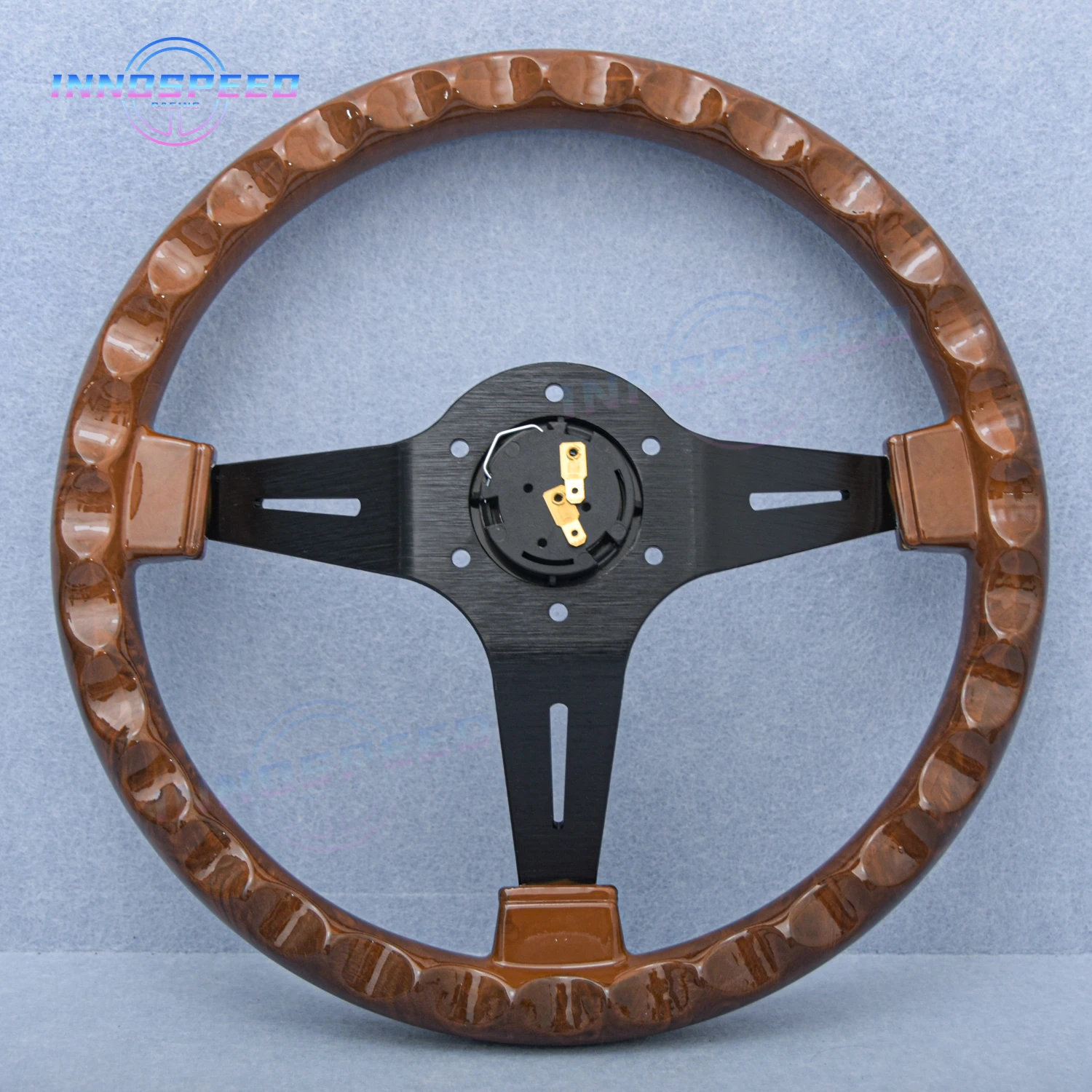14-дюймовый 350-миллиметровый гоночный руль с текстурой дерева ND Ретро глубокие