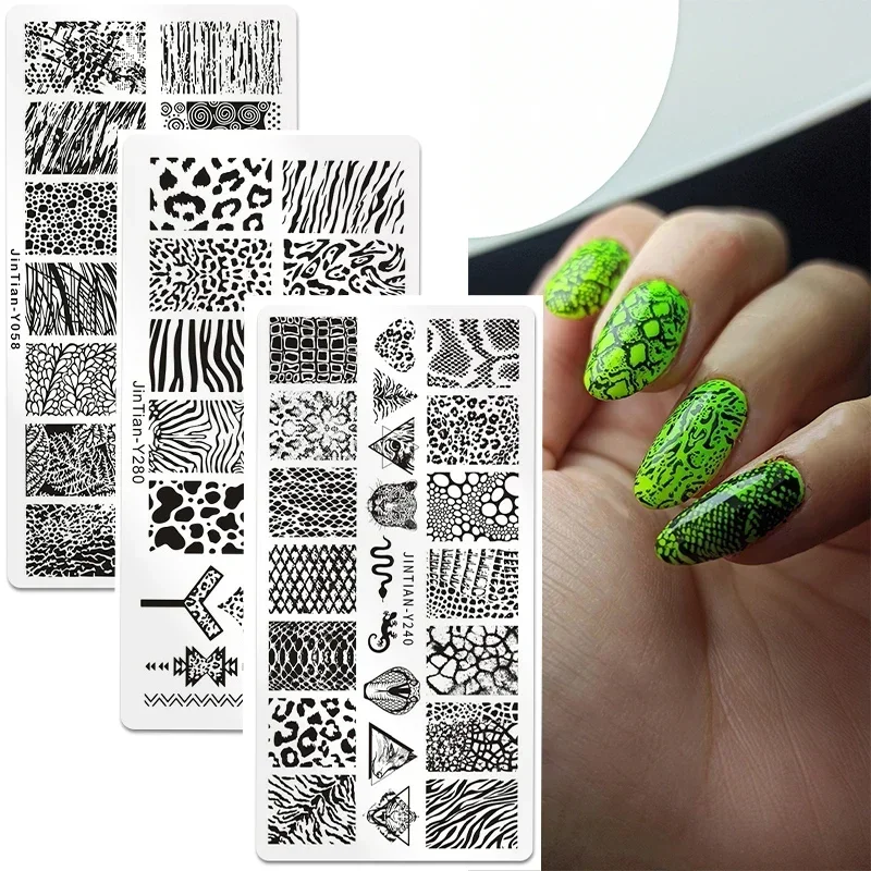 

Snake pattern Geometry Nail Stamping Plates Lines Animal Fruits Theme Stainless Steel Template Plate Mold Nail Art Stencil Tools