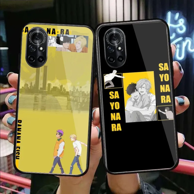 

Banana Fish Phone Case For Huawei P50 P40 P30 P20 Pro Mate 40 30 20 Pro Nova 9 8 7 PC Glass Phone Cover