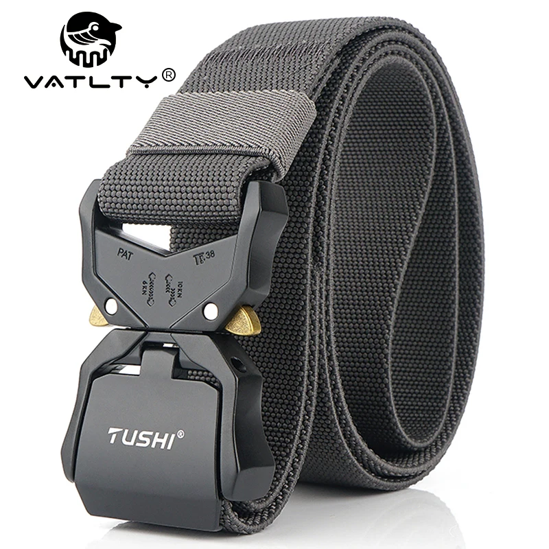 VATLTY Aluminum Alloy Elastic Belt Men Strong Military Tactical Belt Quick Release Buckle Jeans Trousers Stretch Girdles Male